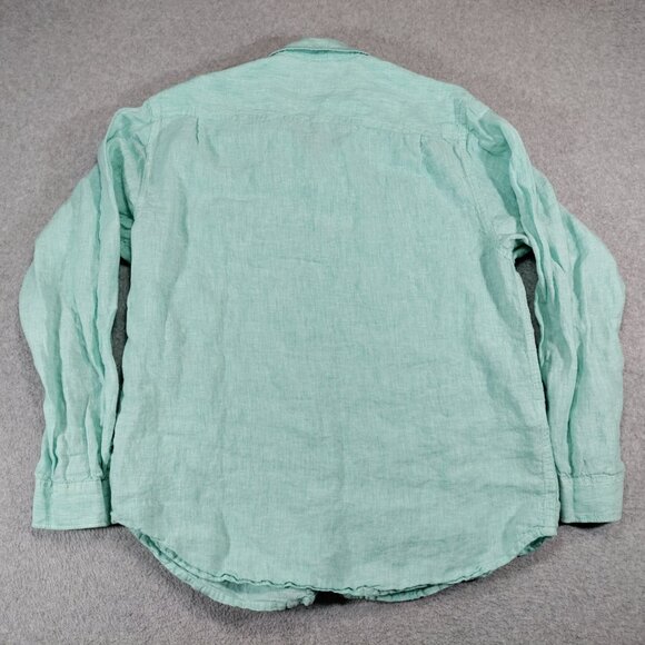 Tommy Bahama Linen Shirt Men Large Relaxed Aqua Long Sleeve Button Up Resortwear - Picture 2 of 9